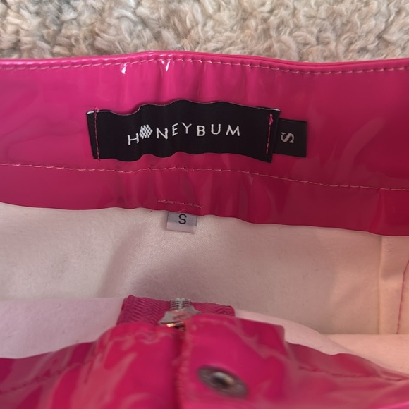 Hot Pink/Barbie Vinyl Latex Mini Skirt - Size S - Picture 4 of 4